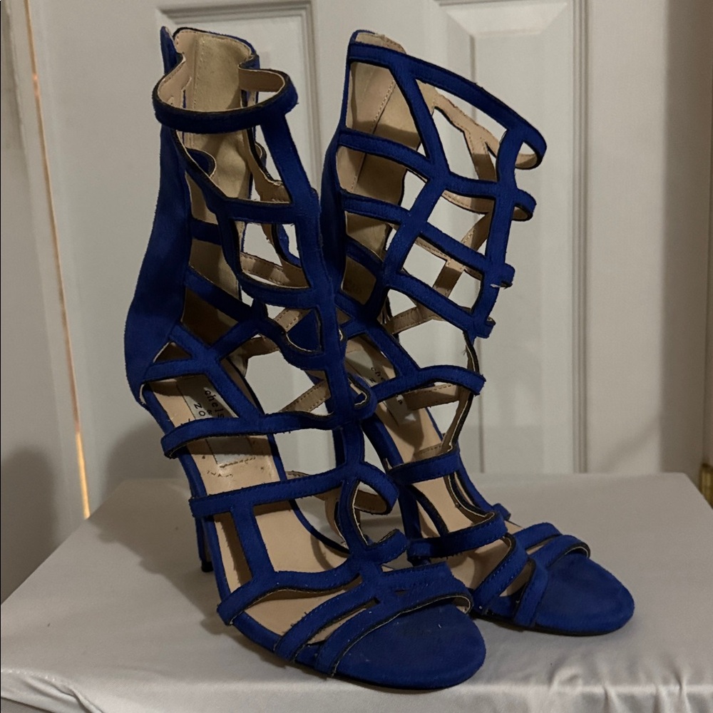 Strappy Blue Heeled Sandals
